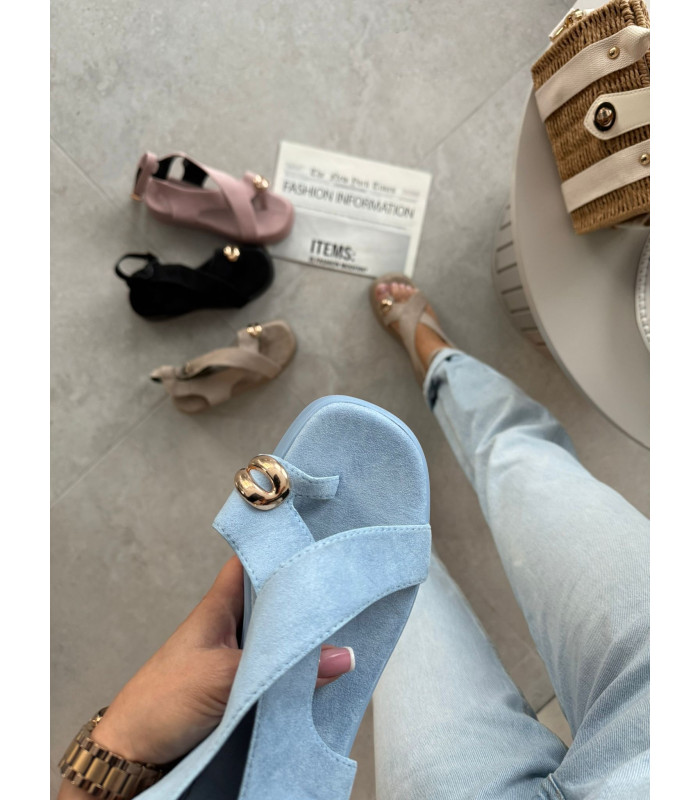 Sandałki Pure Step Niebieskie Zamsz