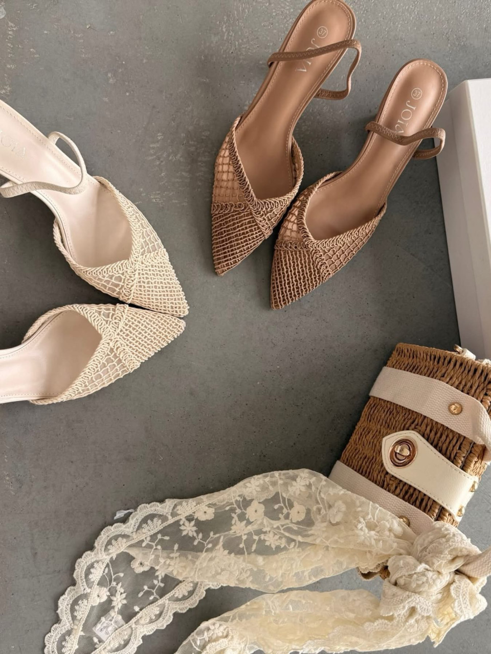 Szpilki  Jasny Beż Desert Lace