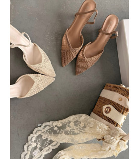 Szpilki  Jasny Beż Desert Lace