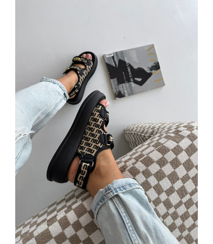 Czarne Sandałki Monaco