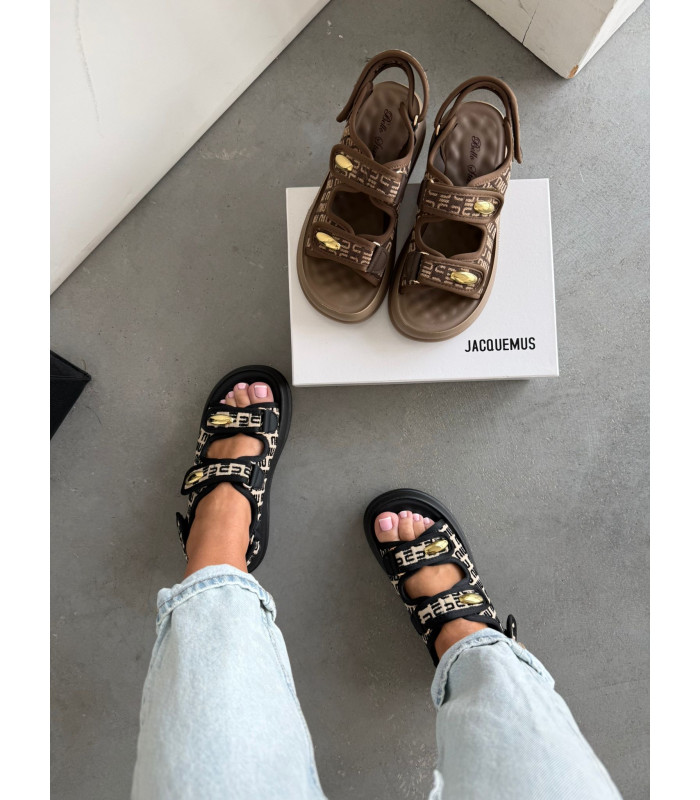 Czarne Sandałki Monaco