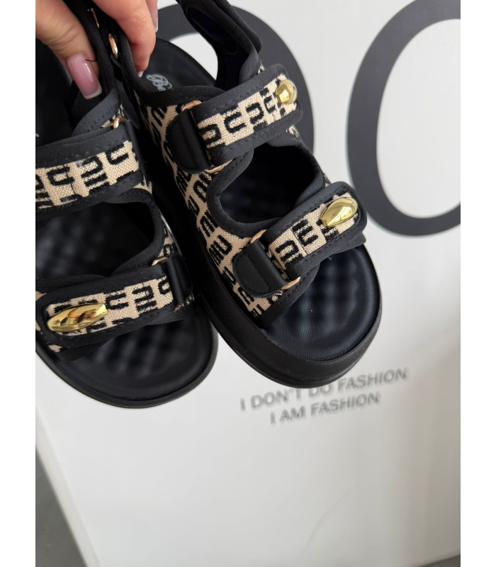 Czarne Sandałki Monaco