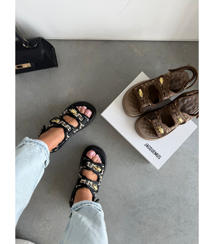 Czarne Sandałki Monaco