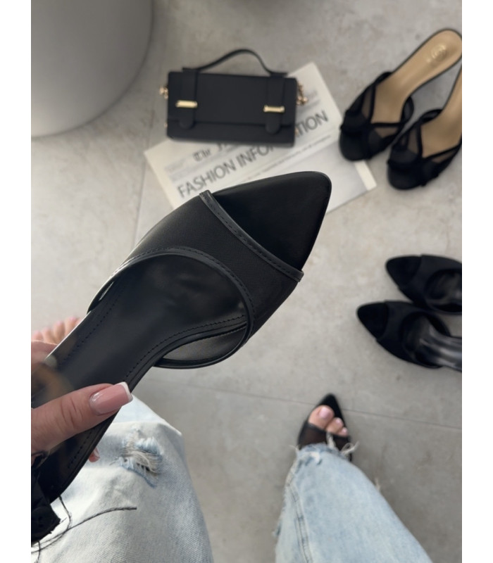 KLAPKI Camila czarne siateczka