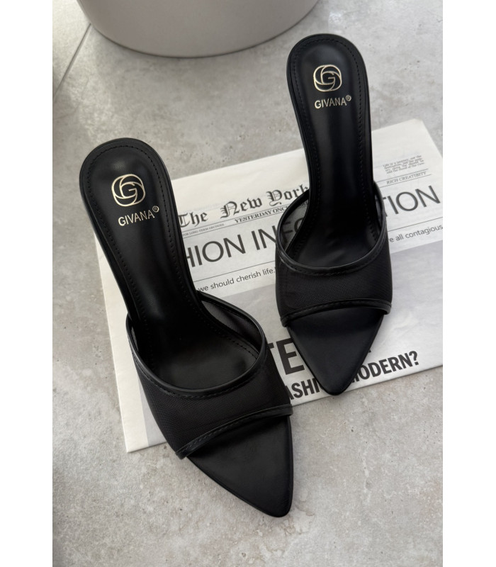 KLAPKI Camila czarne siateczka