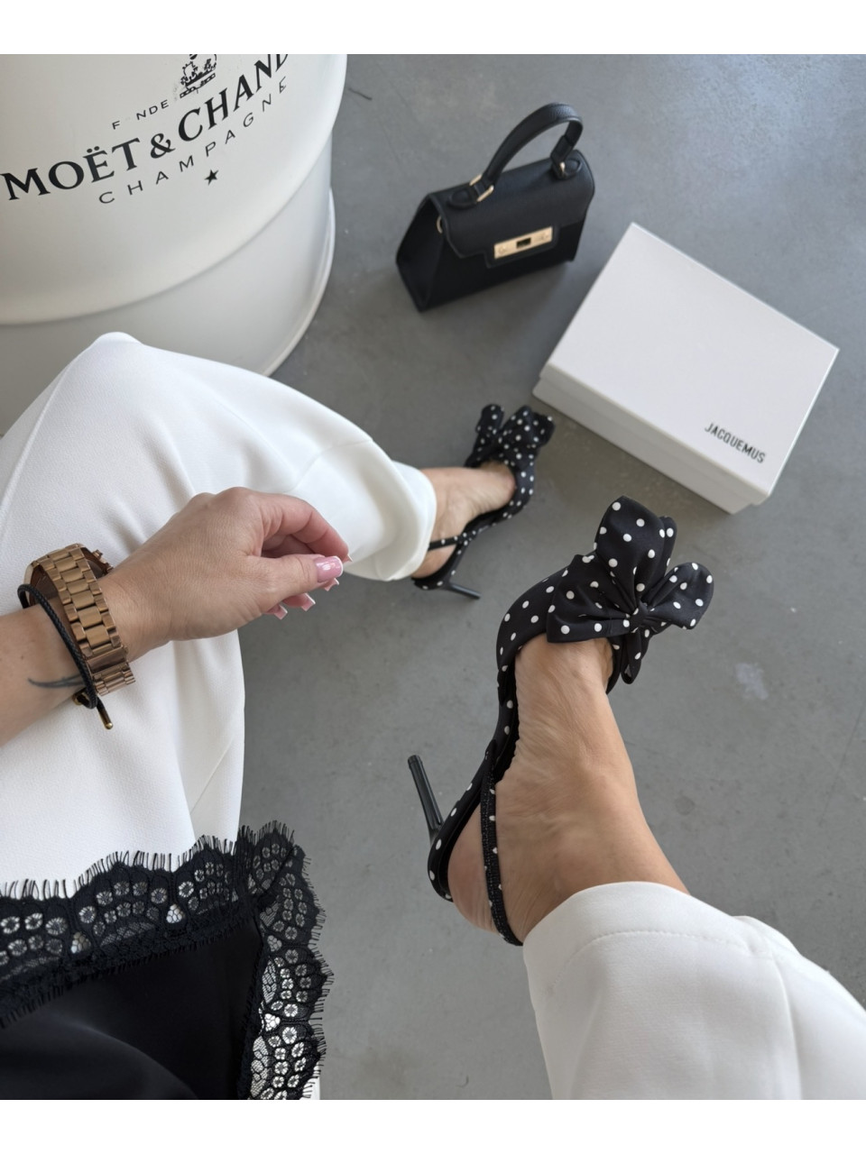 Szpilki Dots Czarne Kokarda