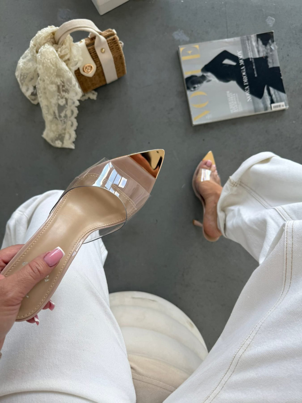 Transparentne Klapki Na Szpilce