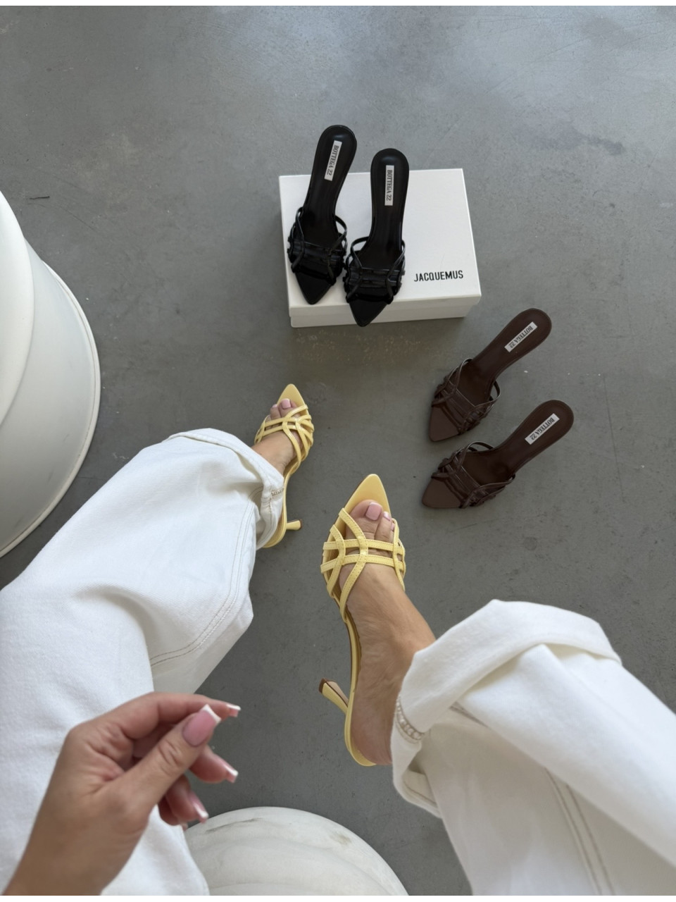 Klapki Szpilki Milano Strap żółte