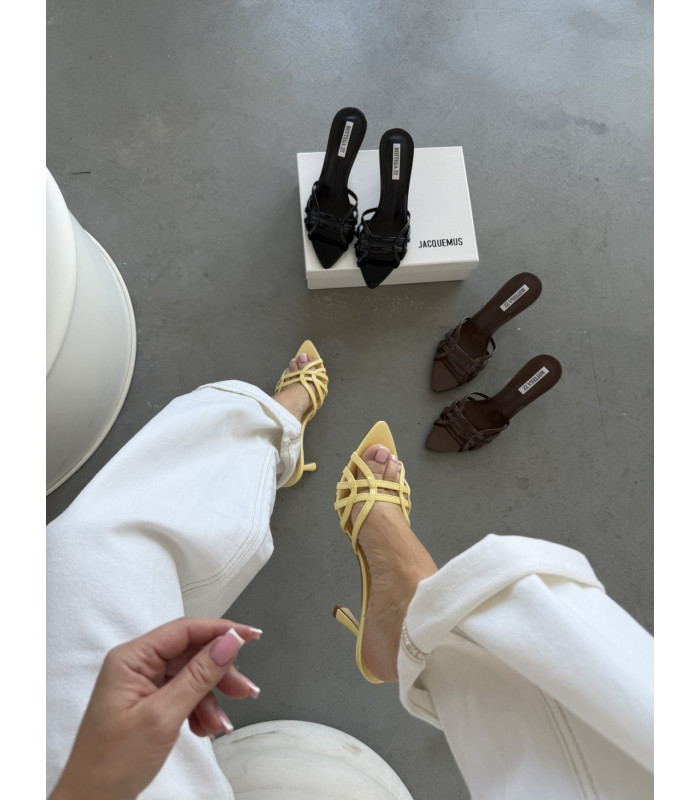 Klapki Szpilki Milano Strap żółte