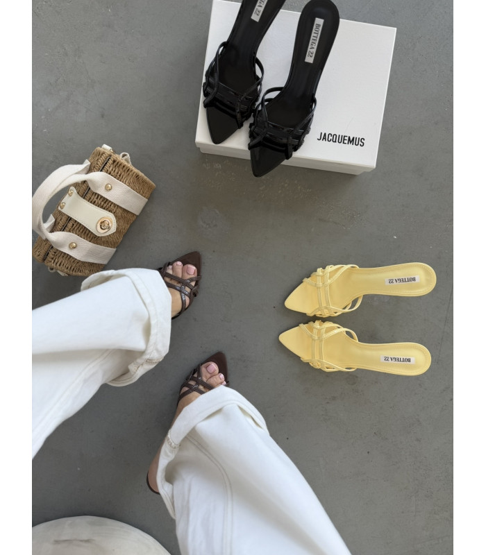 Klapki Szpilki Milano Strap żółte