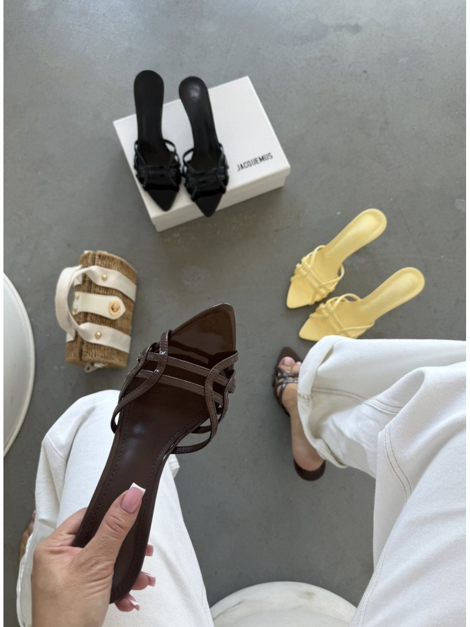 Klapki Szpilki Milano Strap brązowe