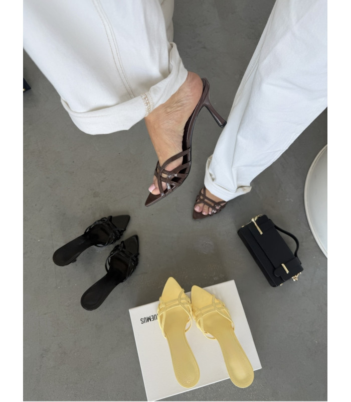 Klapki Szpilki Milano Strap brązowe