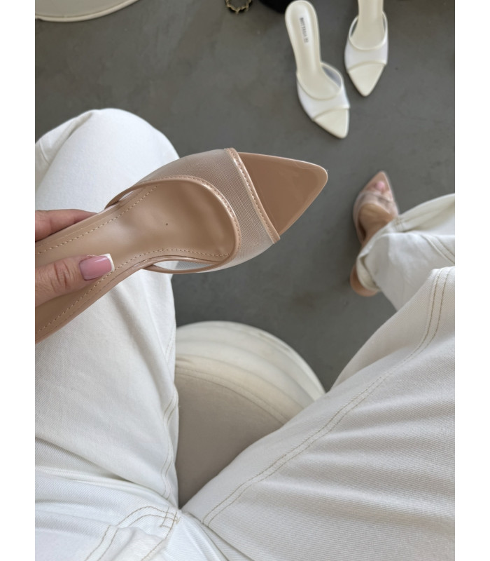 KLAPKI Camila Beżowe siateczka