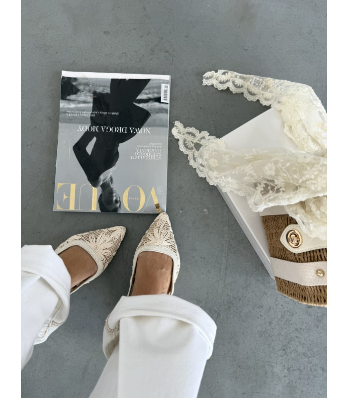 Balerinki Haftowane Beżowe