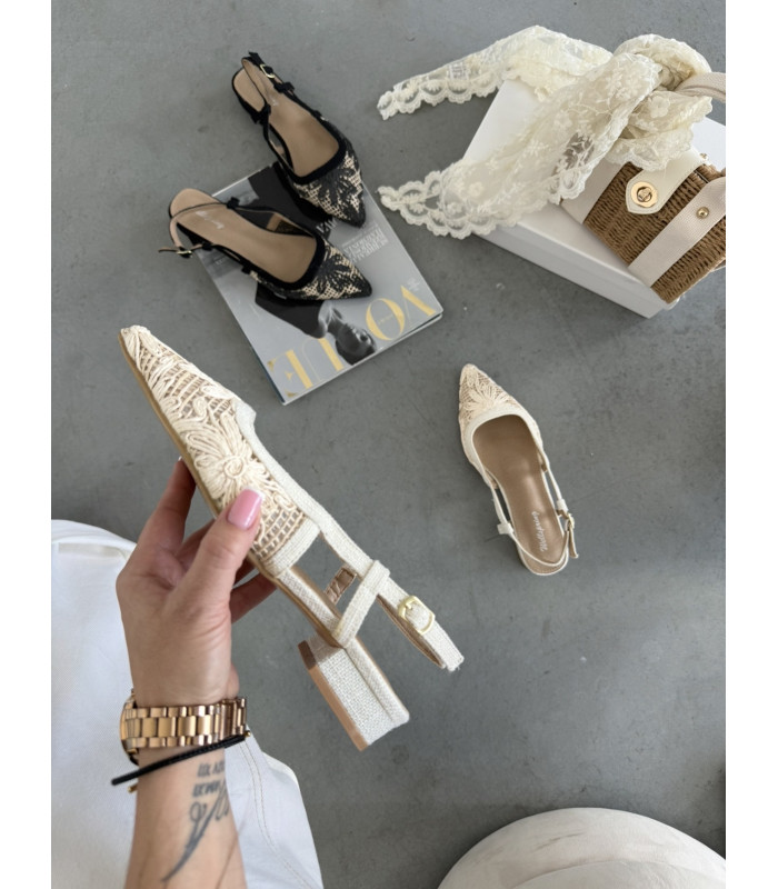 Balerinki Haftowane Beżowe