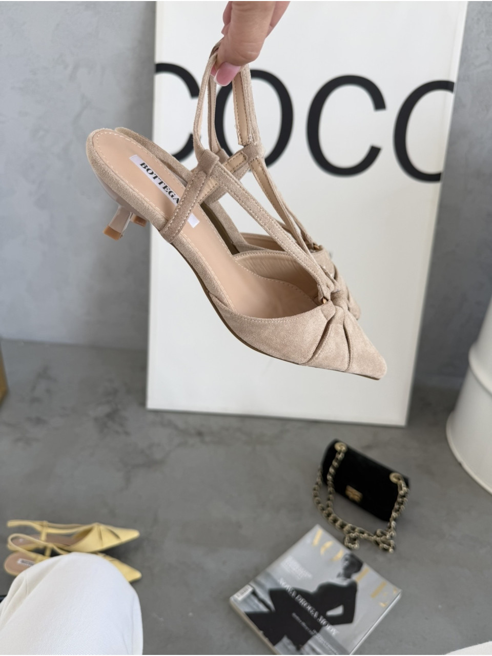 Beżowe Szpilki Slingback