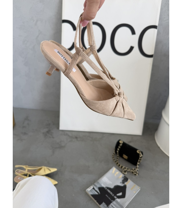 Beżowe Szpilki Slingback
