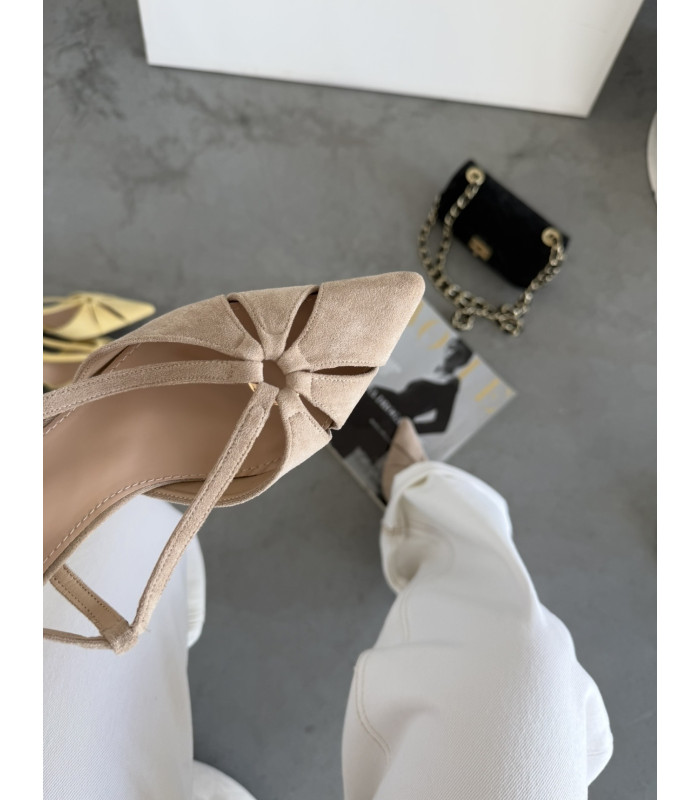 Beżowe Szpilki Slingback