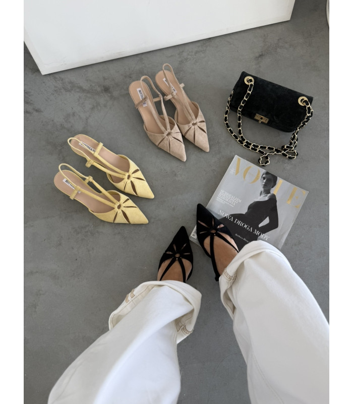 Beżowe Szpilki Slingback