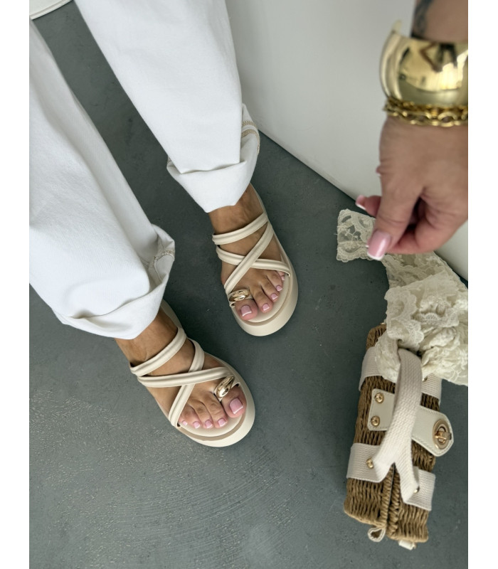 Klapki Gold Ring Beżowe