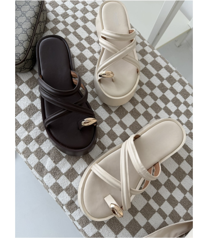 Klapki Gold Ring Brązowe