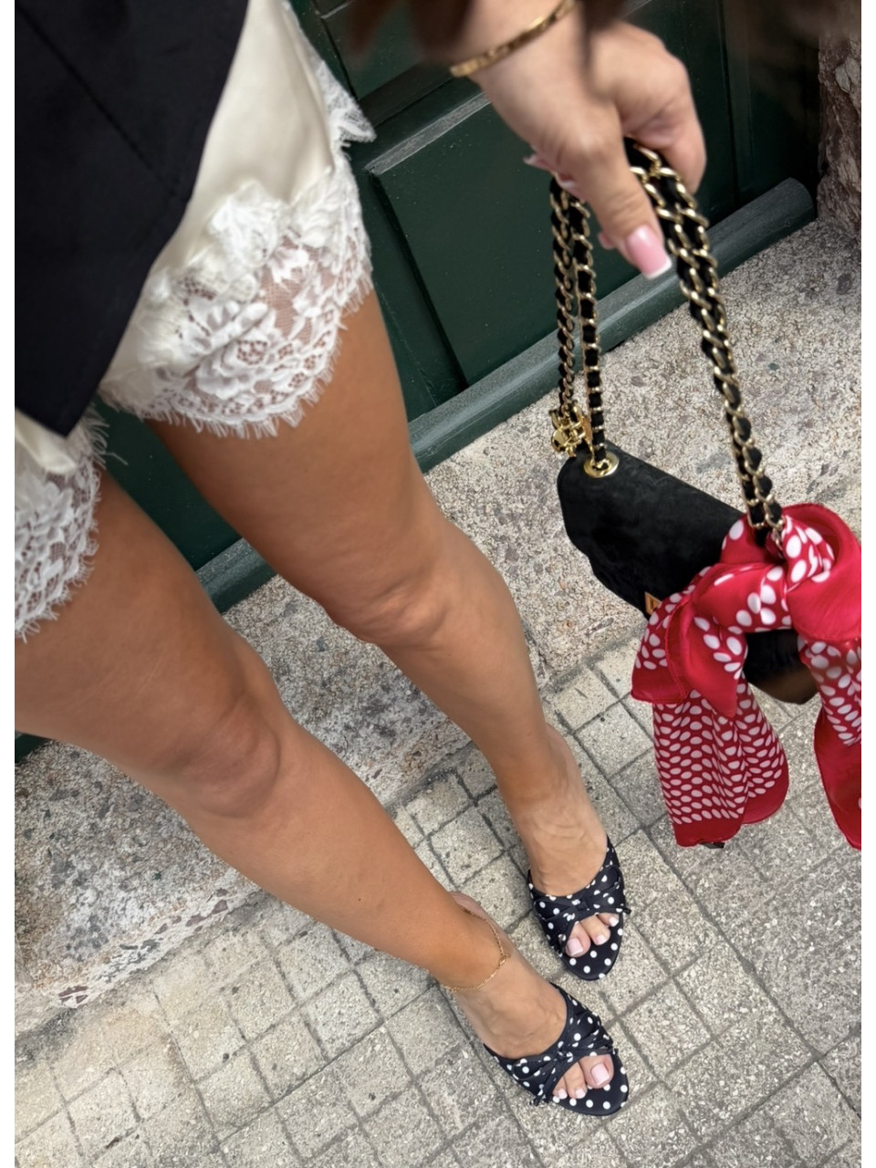 Czarne Klapki Polka Dots