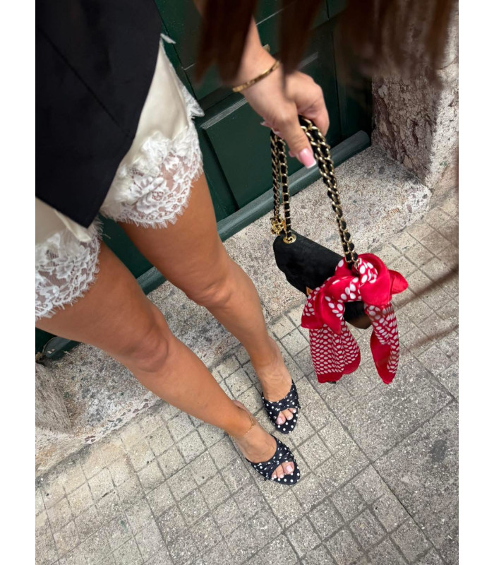 Czarne Klapki Polka Dots