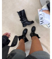 Czarne Workery Z Klamrami Ecoskóra