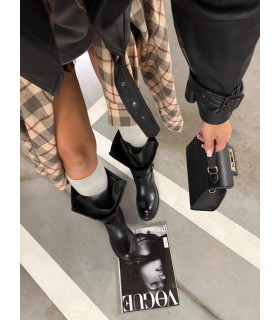 Czarne Botki Biker Boots Ze Sprzączkami kr